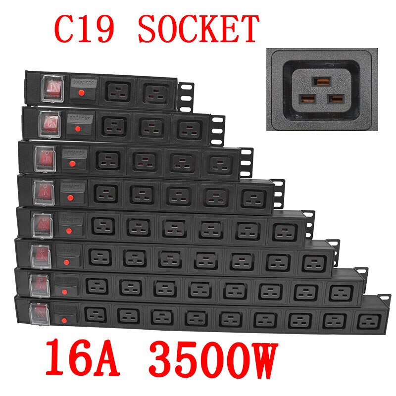 wireless PDU Power Strip C19 Socket Distribution Cabinet 2/3/4/5/6/7/8/9 Way Aluminum alloy shell C14 port overload 
